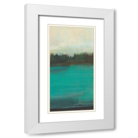 Teal Lake View I White Modern Wood Framed Art Print with Double Matting by Fuchs, Jodi