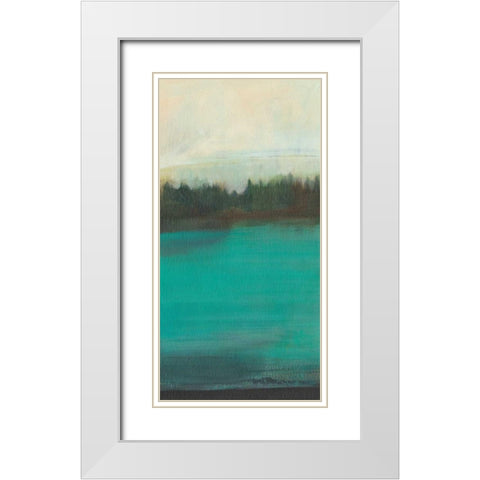 Teal Lake View I White Modern Wood Framed Art Print with Double Matting by Fuchs, Jodi