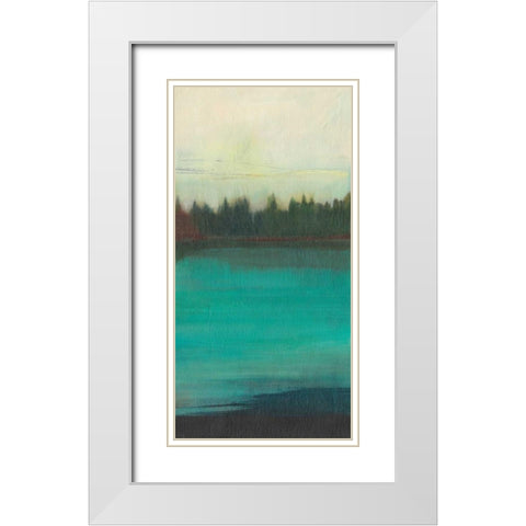 Teal Lake View II White Modern Wood Framed Art Print with Double Matting by Fuchs, Jodi