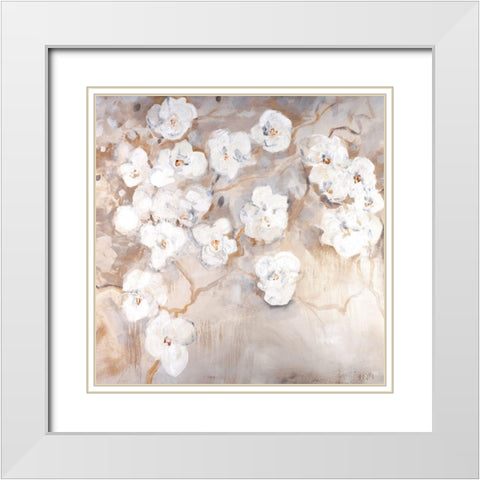 Orchid White White Modern Wood Framed Art Print with Double Matting by Maas, Jodi