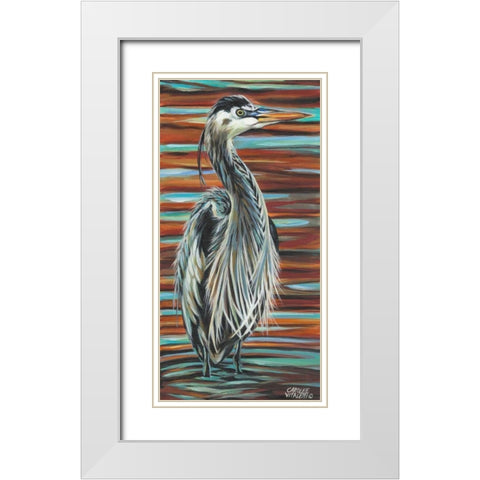 Watchful Heron I White Modern Wood Framed Art Print with Double Matting by Vitaletti, Carolee