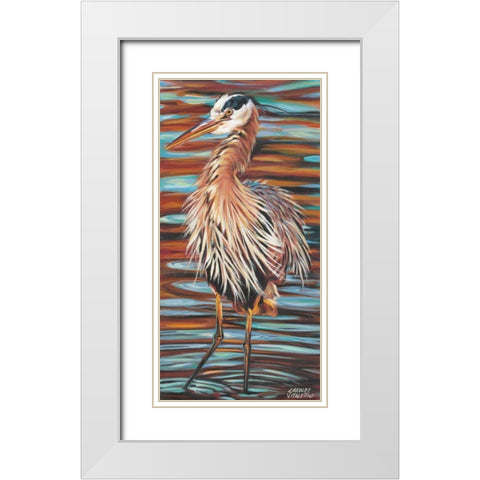 Watchful Heron II White Modern Wood Framed Art Print with Double Matting by Vitaletti, Carolee