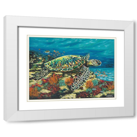 Deep Sea Swimming II White Modern Wood Framed Art Print with Double Matting by Vitaletti, Carolee