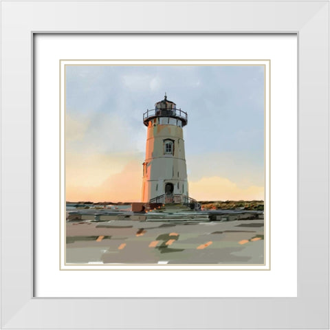 Lighthouse Scene I White Modern Wood Framed Art Print with Double Matting by Kalina, Emily