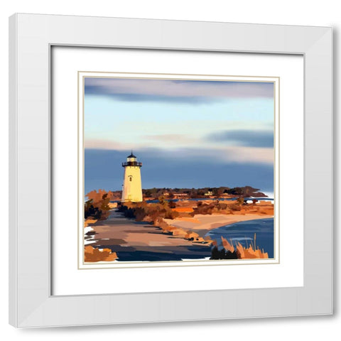 Lighthouse Scene II White Modern Wood Framed Art Print with Double Matting by Kalina, Emily