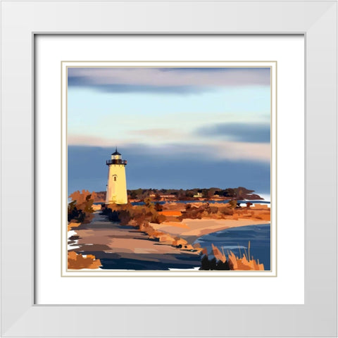 Lighthouse Scene II White Modern Wood Framed Art Print with Double Matting by Kalina, Emily