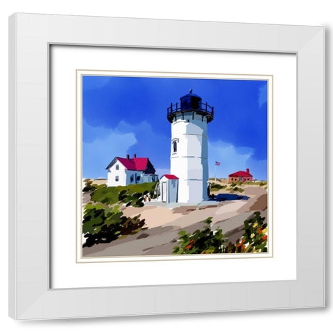 Lighthouse Scene III White Modern Wood Framed Art Print with Double Matting by Kalina, Emily