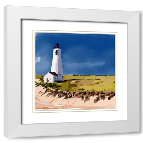 Lighthouse Scene V White Modern Wood Framed Art Print with Double Matting by Kalina, Emily