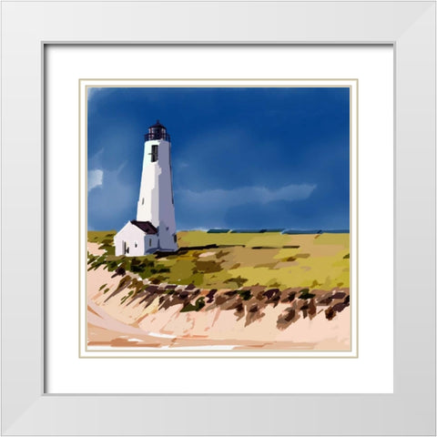 Lighthouse Scene V White Modern Wood Framed Art Print with Double Matting by Kalina, Emily