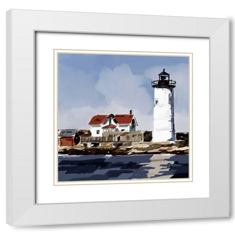 Lighthouse Scene VI White Modern Wood Framed Art Print with Double Matting by Kalina, Emily