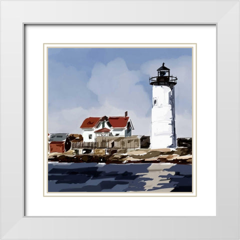 Lighthouse Scene VI White Modern Wood Framed Art Print with Double Matting by Kalina, Emily