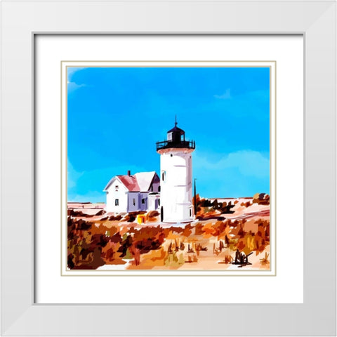Lighthouse Scene VII White Modern Wood Framed Art Print with Double Matting by Kalina, Emily