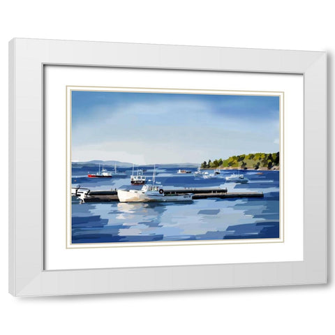 Peaceful Harbor II White Modern Wood Framed Art Print with Double Matting by Kalina, Emily