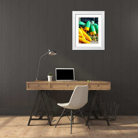 Vibrant Buoys I White Modern Wood Framed Art Print with Double Matting by Kalina, Emily