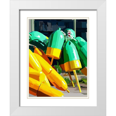 Vibrant Buoys I White Modern Wood Framed Art Print with Double Matting by Kalina, Emily