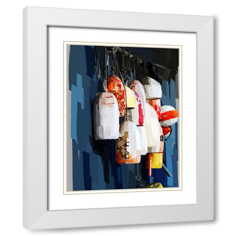 Vibrant Buoys II White Modern Wood Framed Art Print with Double Matting by Kalina, Emily