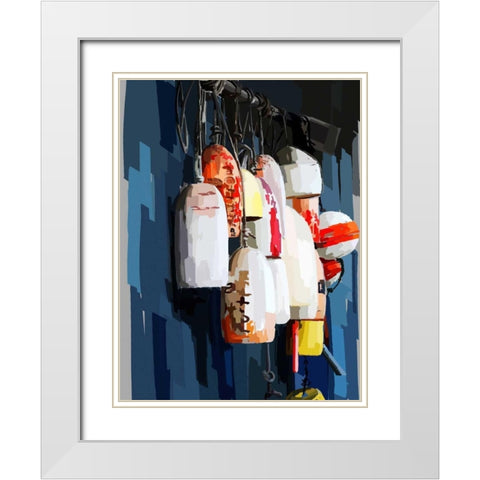 Vibrant Buoys II White Modern Wood Framed Art Print with Double Matting by Kalina, Emily