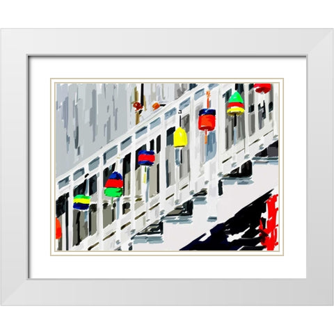 Vibrant Buoys IV White Modern Wood Framed Art Print with Double Matting by Kalina, Emily
