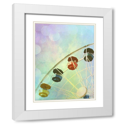 Rainbow Ferris Wheel II White Modern Wood Framed Art Print with Double Matting by Coomes, Sylvia
