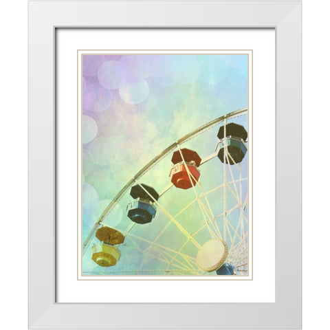 Rainbow Ferris Wheel II White Modern Wood Framed Art Print with Double Matting by Coomes, Sylvia