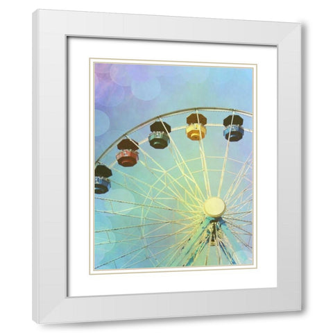 Rainbow Ferris Wheel III White Modern Wood Framed Art Print with Double Matting by Coomes, Sylvia
