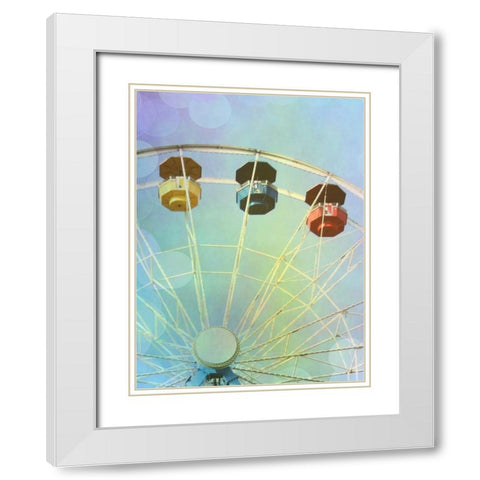 Rainbow Ferris Wheel IV White Modern Wood Framed Art Print with Double Matting by Coomes, Sylvia