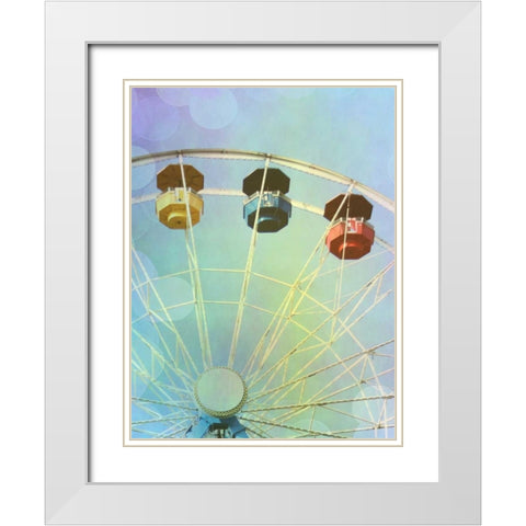 Rainbow Ferris Wheel IV White Modern Wood Framed Art Print with Double Matting by Coomes, Sylvia