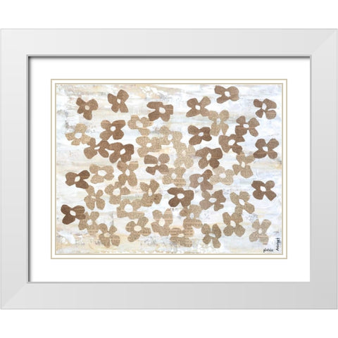 Stenciled Posies I White Modern Wood Framed Art Print with Double Matting by Avondet, Natalie