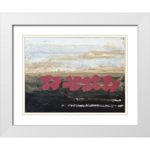 Stenciled Posies IV White Modern Wood Framed Art Print with Double Matting by Avondet, Natalie