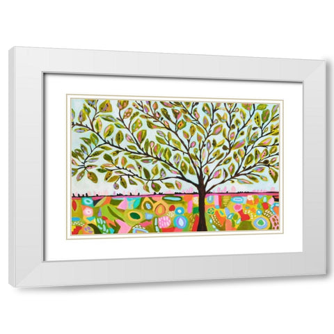 Tree Abstract White Modern Wood Framed Art Print with Double Matting by Fields, Karen