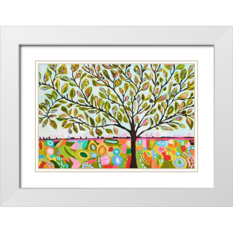 Tree Abstract White Modern Wood Framed Art Print with Double Matting by Fields, Karen