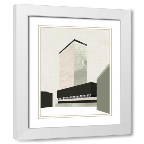 Outside In V White Modern Wood Framed Art Print with Double Matting by Green Lili