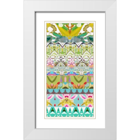 Border Boho I White Modern Wood Framed Art Print with Double Matting by Fields, Karen
