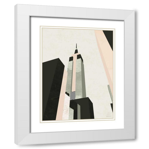 Graphic New York I White Modern Wood Framed Art Print with Double Matting by Green Lili