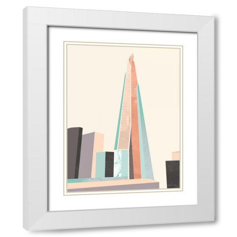 Graphic Pastel Architecture I White Modern Wood Framed Art Print with Double Matting by Green Lili