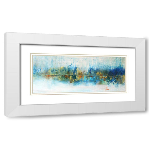 Aqua Azul White Modern Wood Framed Art Print with Double Matting by Herrera, Leticia