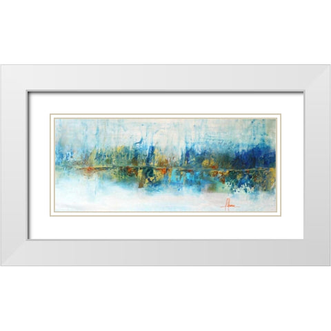 Aqua Azul White Modern Wood Framed Art Print with Double Matting by Herrera, Leticia
