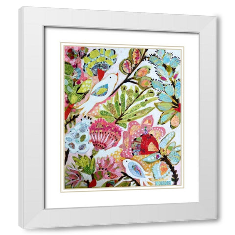 Paper Birds I White Modern Wood Framed Art Print with Double Matting by Fields, Karen