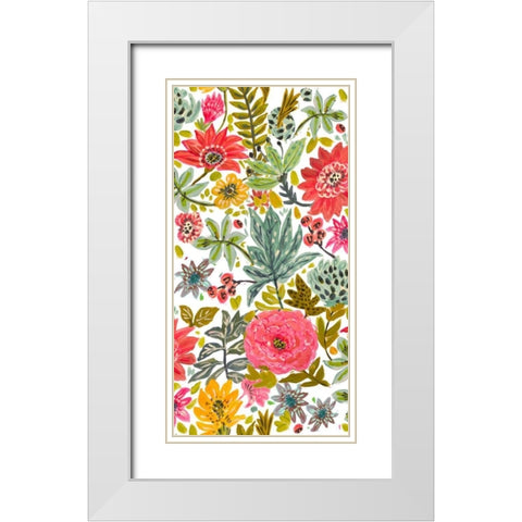 Multi Bloom Floral I White Modern Wood Framed Art Print with Double Matting by Fields, Karen