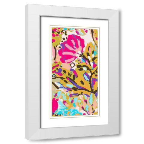 Pink Boho Floral I White Modern Wood Framed Art Print with Double Matting by Fields, Karen