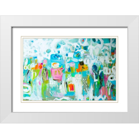 Abstract Blue White Modern Wood Framed Art Print with Double Matting by Fields, Karen