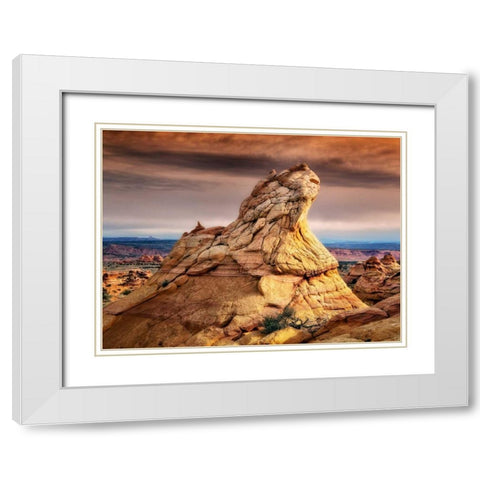 Arizona Peaks II White Modern Wood Framed Art Print with Double Matting by Drost, David