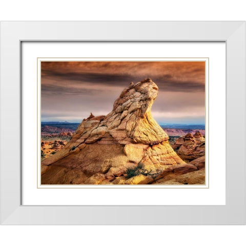 Arizona Peaks II White Modern Wood Framed Art Print with Double Matting by Drost, David