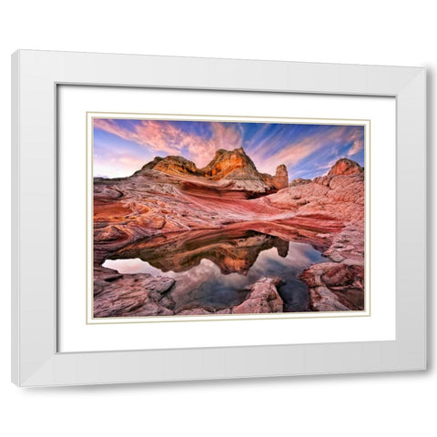 Arizona Reflection I White Modern Wood Framed Art Print with Double Matting by Drost, David