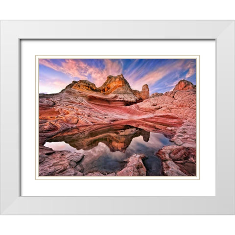 Arizona Reflection I White Modern Wood Framed Art Print with Double Matting by Drost, David