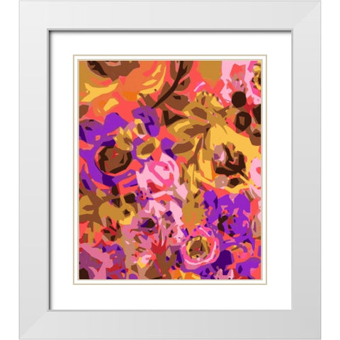 Warm Abstract Floral I White Modern Wood Framed Art Print with Double Matting by Fields, Karen