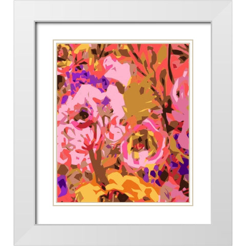 Warm Abstract Floral II White Modern Wood Framed Art Print with Double Matting by Fields, Karen