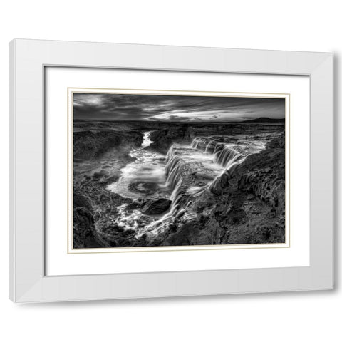 BandW Desert View II White Modern Wood Framed Art Print with Double Matting by Drost, David