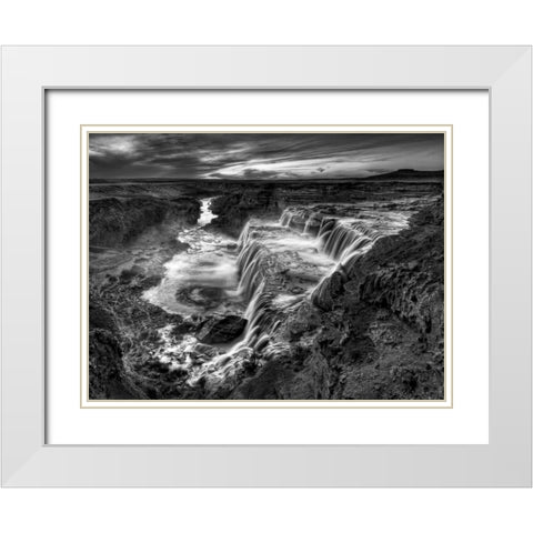 BandW Desert View II White Modern Wood Framed Art Print with Double Matting by Drost, David