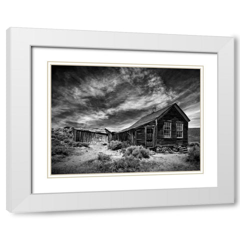 BandW Desert View III White Modern Wood Framed Art Print with Double Matting by Drost, David